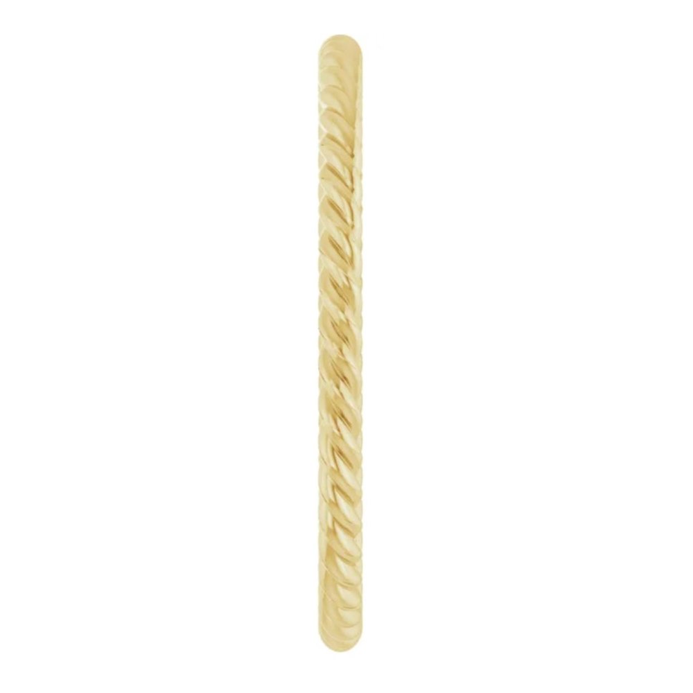 14K Solid Gold Skinny Rope Ring - Picture 4 of 9